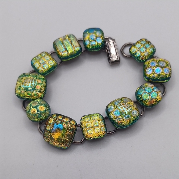 Jewelry - Dichroic Green and Gold Bracelet